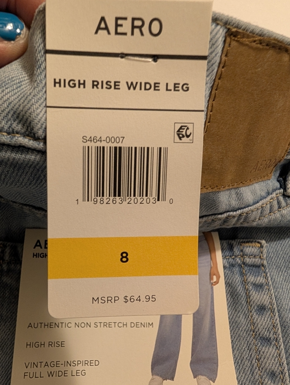 Aeropostale High Rise Wide Leg Medium Wash Jeans NWT Women's Size 8 - Picture 7 of 9